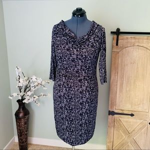 LOFT Printed Cowl Neck Dress NWT Size L